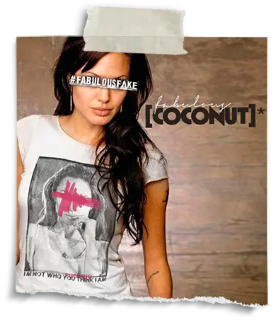 Foto de Angelina Jolie con su camiseta de Fabulous coconut en un fotomontaje